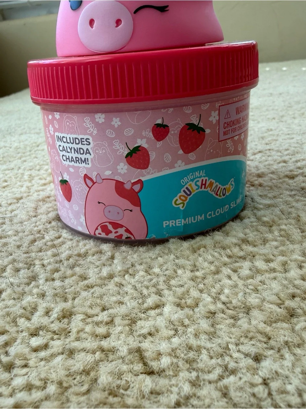 Squishmallows Pink Unicorn-Pig Bath Topper with Red Lid